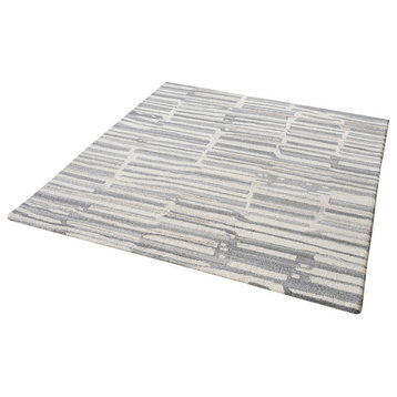 Dimond Slate Handtufted Wool Rug, Gray and White, 6" Square
