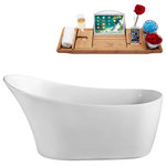 Streamline - 59" Streamline N-820-59FSWH-FM Soaking Freestanding Tub With Internal Drain - This Streamline 59" modern freestanding slipper tub can hold up to 53gallons of water. FREE Bamboo Bathtub Caddy Included in Purchase! Its sleek shape and glossy white finish will add a luxurious feel to any bathroom. This tub is designed with an internal drain to save space and keep its sleek look.