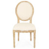 GDF Studio Reed Upholstered Farmhouse Dining Chairs, Set of 2, Beige/White & Blue/Natural