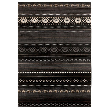 Surya Paramount PAR-1047 Bohemian Area Rug, Black, 5'3" x 7'6" Rectangle