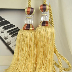 7 Colors QYM52 Polyester and Acrylic Curtain Tassel Tie Backs in Yellow Color - Window Treatment Accessories