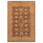 Bareens Designer Rugs - Boho Chic Ziegler Alexandr Brown Tan Hand-Knotted Wool Rug - 7'7'' x 10'0'' - Enhance the ambiance of your home with this magnificent Persian-influenced Turkish hand-knotted rug made by skilled artisans capable of creating the most exceptional vegetable dyes and hand-spun wool. This exquisite handmade rug is a one-of-a-kind Peshawar Kafkaz, otherwise identified as Chobi, Chobi Peshawar, Oushak, or Ziegler rug. These handmade rugs are crafted in Pakistan utilizing superior-quality wool imported from Australia, New Zealand, and Korea in two types of weaves: the Persian weave and the Mori weave. This rug is meticulously crafted by hand using the finest natural vegetable dyes extracted from local plants. The artisans use a blend of hand-spun local and fine merino wool, resulting in a rug with a compelling texture, higher lanolin content, and longer staple. The artisans occasionally incorporate natural or artificial silk into the pile to enhance specific motifs. The finished product is an awe-inspiring execution of flawless design and an understated palette that exudes elegance.