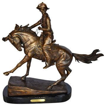 Cowboy Remington Replica Bronze Statue on Triple Marble Size: 25" x 8" x 24"H