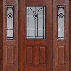 Prehung Sidelites Door 80 Fiberglass Cantania 1/2 Lite GBG Glass - Front Doors
