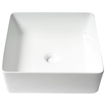 ALFI brand ABC903-W White 16" Modern Square Above Mount Ceramic Sink
