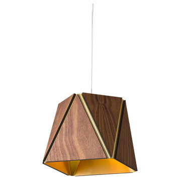 Calx 10 LED Pendant, Rose Gold, Walnut, Rose Gold