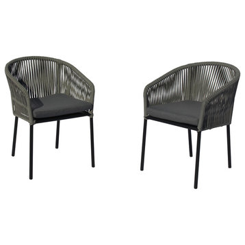 Osborne Aluminum Outdoor Dining Chairs, 2 pc set with Cushions