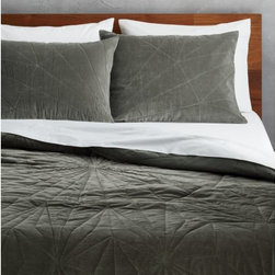 vail graphite velvet bedding | CB2 - Bedding