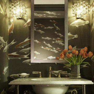 Handprinted Chinoiserie wallpaper in interior design