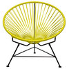 Innit Indoor/Outdoor Handmade Lounge Chair, Yellow Weave, Black Frame