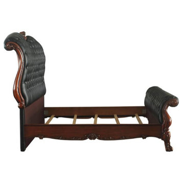 Jazlyn Ornamental Baroque Standard Bed, Cherry Oak, Queen