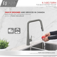 STYLISH Modern Single Handle Pull Down Sprayer Kitchen Faucet in Gunmetal