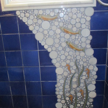 Nautical Undersea-themed Mosaic Tiled Shower