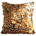 The HomeCentric - Orange Art Silk 16"x16" Textured Sequins Flower Pillows Cover, Floral Lust - Floral Lust is an exclusive 100% handmade decorative pillow cover designed and created with intrinsic detailing. A perfect item to decorate your living room, bedroom, office, couch, chair, sofa or bed. The real color may not be the exactly same as showing in the pictures due to the color difference of monitors. This listing is for Single Pillow Cover only and does not include Pillow or Inserts.