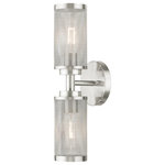 Livex Lighting - Livex Lighting Industro 2 Light Brushed Nickel Double Sconce - The Industro collection has a clean, crisp look and contemporary appeal. This two-light sconce has a brushed nickel finish and a sleek stainless steel mesh shade. This double light sconce easily fits into an industrial, transitional and modern classic kitchens or bathrooms.