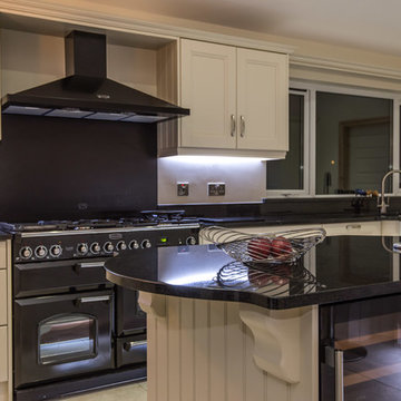 White Hand Painted kitchen with large island