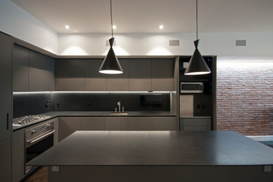 Example of a trendy kitchen design in New York