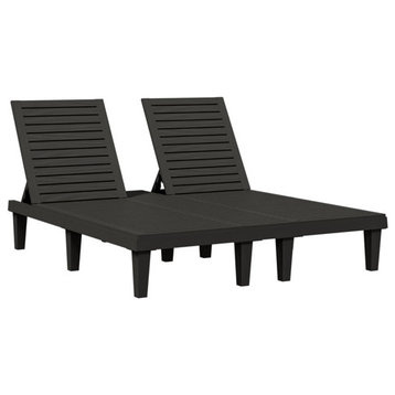 vidaXL Daybed Double Chaise Lounge Chair Twin Day Bed Black Polypropylene
