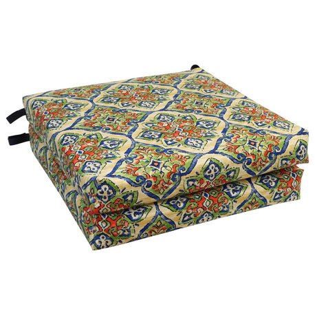 20"X19" Patterned Outdoor Chair Cushions, Set of 2, Splendor Festive