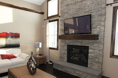 Transitional living room photo in Calgary