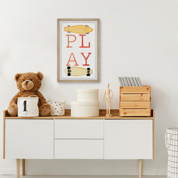 "Skateboard Play" Framed Painting Print
