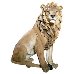 Walking Lion, Large Garden Animal Statue - Traditional - Garden