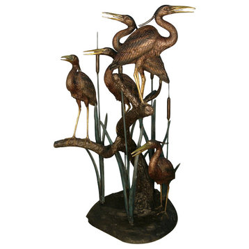 5 Herons in March Fountain, 69" Design