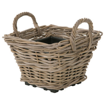 Rattan Kobo Square Planter Basket InandOutdoor, Small