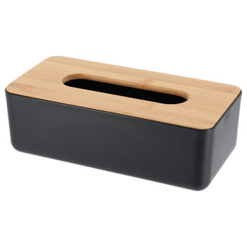 Black Padang Rectangular Tissue Box Cover Dispenser Bamboo
