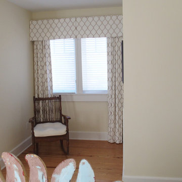 New draperies and box pleat valances in a guest bedroom