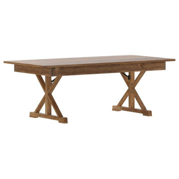 HERCULES 7' x 40" Rectangular Solid Pine Farm Table with X Legs, Antique Rustic