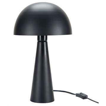 Modern Iron Mushroom Table Lamp, Black, 16"