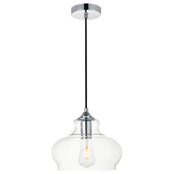 Destry 1 Light Pendant in Chrome And Clear