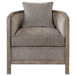 Uttermost - Uttermost Viaggio - 29" Accent Chair, Gray Chenille Finish - Versatile Tub Chair With A Wonderful 360 Degree View. The Softly Weathered Exposed Hardwood Frame Is Lightly Washed In Gray To Blend With The Shimmering Gray Chenille Neutral Flaxen Fabric. Great To Float In Any Space. Seat Height Is 18".  18Viaggio 29" Accent Chair Gray Chenille *UL Approved: YES *Energy Star Qualified: n/a  *ADA Certified: n/a  *Number of Lights:   *Bulb Included:No *Bulb Type:No *Finish Type:Gray Chenille