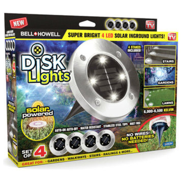 Bell-Howell 1998 Solar Powered Led Outdoor Disk Lights, As Seen On Tv, 4 Pack