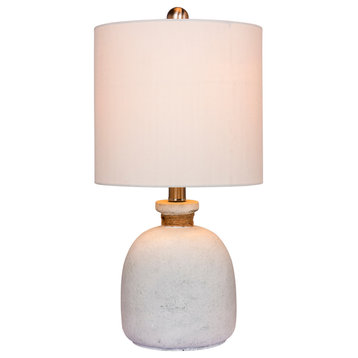 19.5" Coastal Bottle Glass Table Lamp in Frosted White