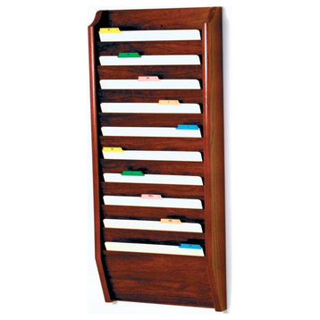 Wooden Mallet 10 Pocket Legal Size Wall File Holder in Mahogany