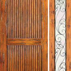 Prehung Door With One Sidelite, Exterior, Knotty Alder, 2 Panel - Front Doors