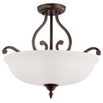 Millennium Lighting - Millennium Lighting 1573-RBZ Courtney Lakes - Three Light Semi-Flush Mount - Shade Included: YesCourtney Lakes Three Light Semi-Flush Mount Rubbed Bronze Turinian Scavo Glass *UL Approved: YES *Energy Star Qualified: n/a  *ADA Certified: n/a  *Number of Lights: Lamp: 3-*Wattage:100w A bulb(s) *Bulb Included:No *Bulb Type:A *Finish Type:Rubbed Bronze