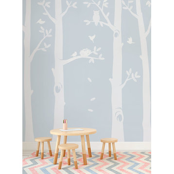 Nature Tree Scene with Baby Birds and Nest Wall Decal, Scheme C, 96"h