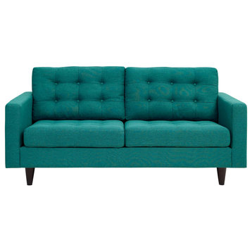 Empress Upholstered Fabric Loveseat, Teal