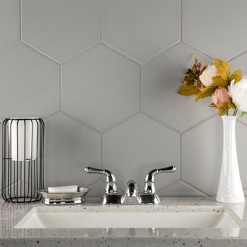 Textile Basic Hex Silver Porcelain Floor and Wall Tile