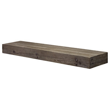 Rustic Wood Floating Wall Shelf - Grey (Large)