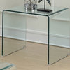 Contemporary Accent Side Table, Glass Construction With Rounded Edges, Clear