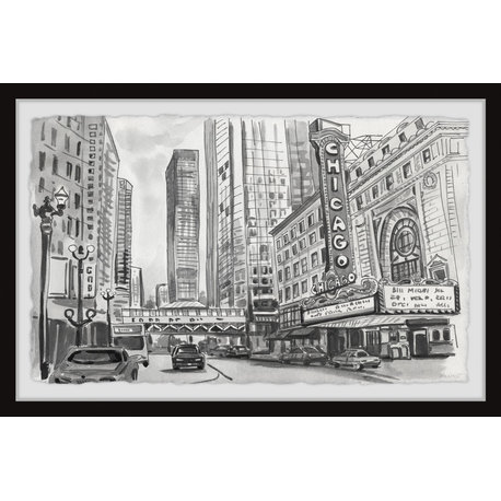 "The Chicago Theater" Framed Painting Print, 18x12