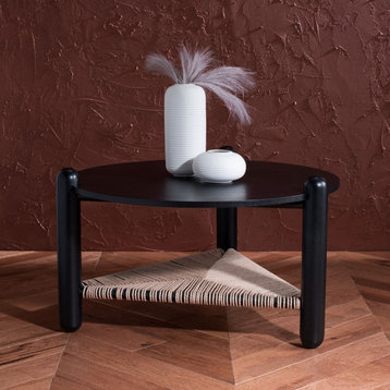 Safavieh Macianna Woven Shelf Coffee Table Black