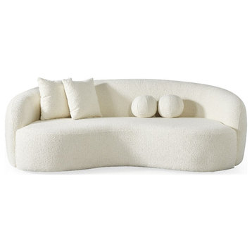 Bursa Japandi Style Luxury Modern Boucle Fabric Curvy Ivory Couch