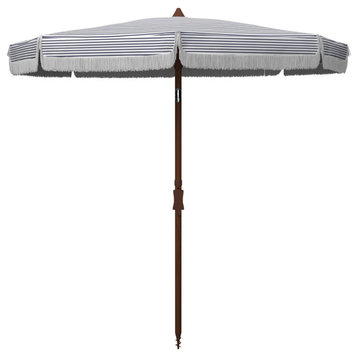 Safavieh Outdoor Copen 6.5 ft Umbrella White/Navy Stripe