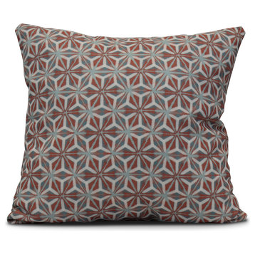 Water Mosaic, Geometric Print Outdoor Pillow, Coral, 20"x20"