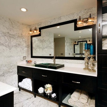 Elegant Bath Remodel in Mt. Vernon Area Uses Marble and Glass